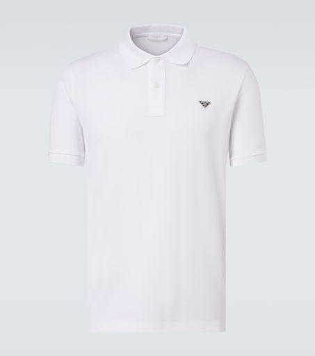 Logo cotton polo shirt in white - Prada | Mytheresa