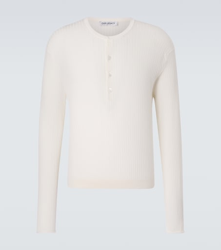 Fine ribbed-knit cotton Henley shirt in white - Our Legacy | Mytheresa