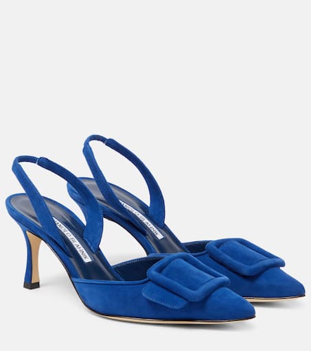 パンプス MANOLO BLAHNIK Navy Blue Suede Maysli Pumps MAYSLI | Navy Blue Suede Slingback Pumps | Manolo Blahnik