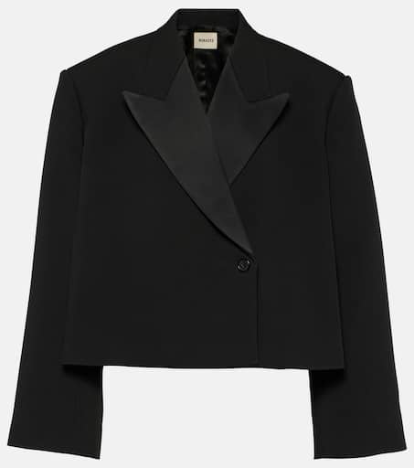 Raymond cropped satin blazer in black Khaite Mytheresa