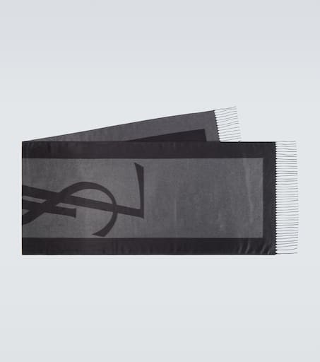 Cassandre silk jacquard scarf in grey - Saint Laurent
