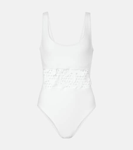 CARLA カーラ Lace body suit ホワイト サイズ2 (M) Aster embroidered swimsuit in white - Karla Colletto | Mytheresa