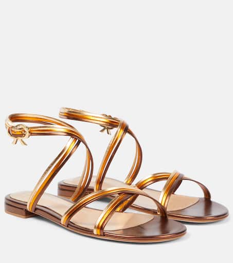 【関税&送料込】Gianvito Rossi Sandals Gianvito Rossi 70mm Shanti Leather Sandals | Gold | FARFETCH