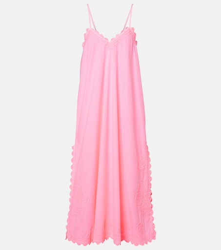 pink poplin midi dress Pink Cotton Poplin V-Neck Infinity Midi Dress 62" / Regular (5'2"