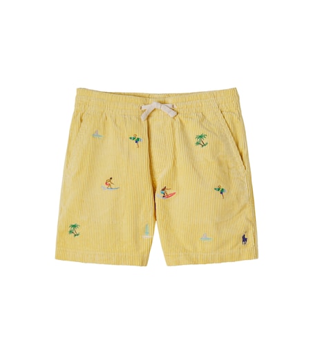 Embroidered cotton corduroy shorts in yellow - Polo Ralph Lauren