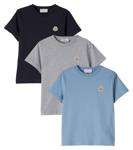 【美品】MONCLER シモーネロシャ パール ビジュー Tシャツ　XS Set of 3 cotton jersey T-shirts in grey - Moncler Enfant | Mytheresa