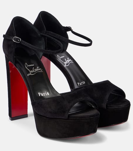 【送料&関税込】Christian Louboutin Sandaloo 130 Sandals In Sandaloo 130 suede sandals in black - Christian Louboutin