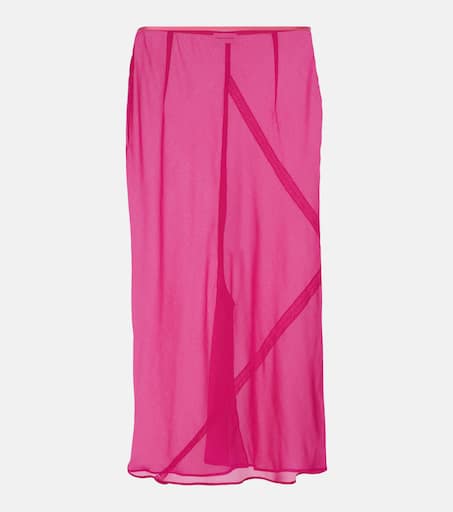 スカート DRIES VAN NOTEN PINK SILK SEQUIN SKIRT Dries Van Noten Ruched Sequin Maxi Skirt | REVERSIBLE