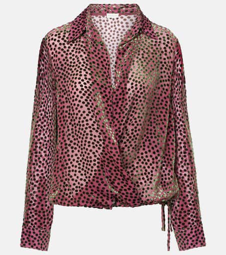 Cedal polka-dot draped wrap top in pink - Dries Van Noten | Mytheresa