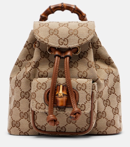 COPY - Gucci Backpack leather and nylon with bamboo GUCCI Bamboo Backpack Leather Navy Gold 003 2058 0016 Auth  main image 4