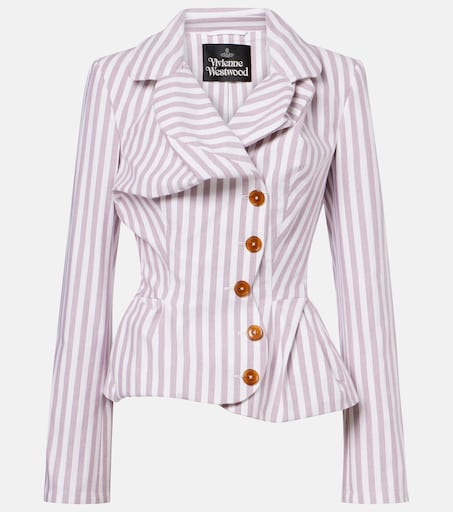 Drunken Tailored striped cotton jacket in white - Vivienne