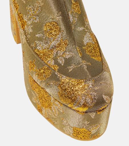 Jacquard platform ankle boots in gold Dries Van Noten Mytheresa