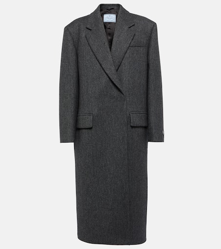 【送料&関税込】Prada Dark Grey Wool Blend Coat Slate Gray Single-breasted Wool Coat | PRADA