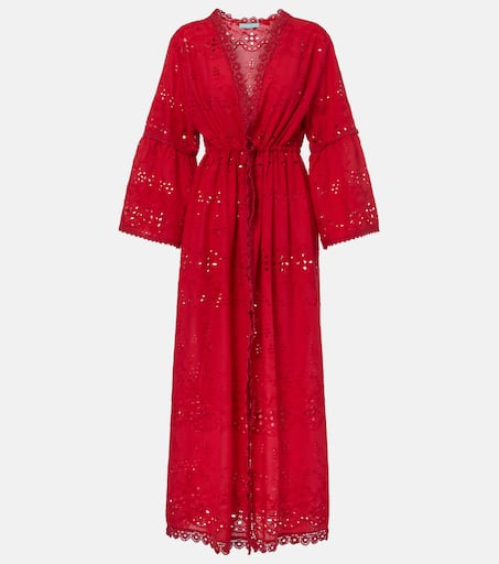 【MELISSA ODABASH】fringed embroidered voile kaftan Pearl Ivory Kaftan | Official US Site
