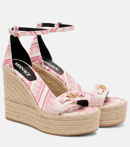Medusa '95 leather espadrille wedges in multicoloured - Versace | Mytheresa