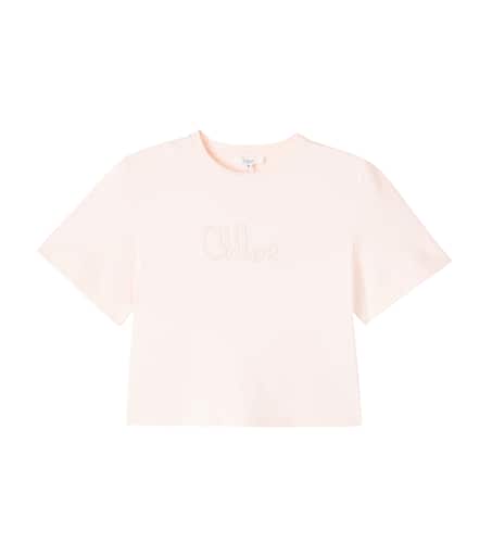 Logo cotton jersey T-shirt in pink - Chloe Kids | Mytheresa