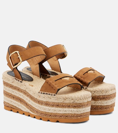 【Stella McCartney】 Faux suede-trimmed espadrille sandals Faux suede-trimmed espadrille sandals in neutrals - Stella