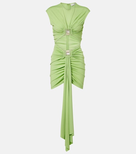 Bezel Quartz cutout jersey minidress in green - Christopher Esber