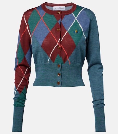 Argyle wool and cotton cardigan in blue - Vivienne Westwood