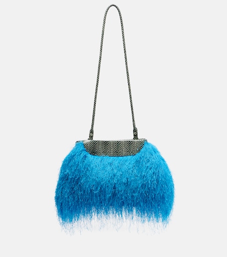 バッグ 2000s DRIES VAN NOTEN LEATHER WAIST BAG Small leather-trimmed crossbody bag in blue - Dries Van Noten