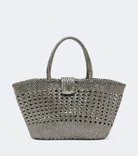 x Dragon Diffusion Lucine leather tote bag in silver - Rixo