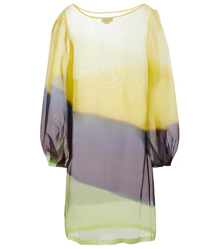 Striped silk organza midi dress