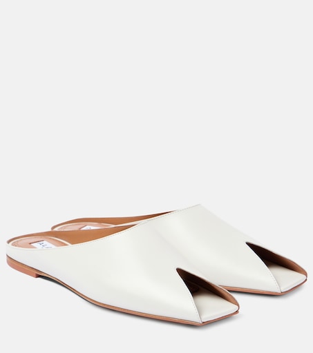 Leather peep-toe mules in white - Alaia | Mytheresa