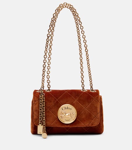 ショルダーバッグ・ポシェット CHLOE CHLOE HERITAGE SMALL SHOUDER BAG IN QUILTED VELVET CHLOÉ Heritage small embellished quilted velvet shoulder bag