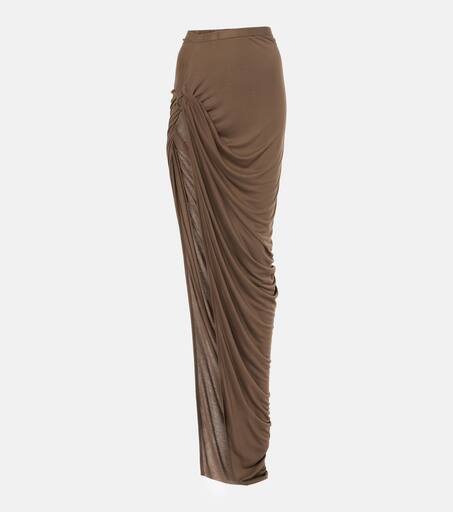 Twist draped maxi skirt in brown - Rick Owens | Mytheresa