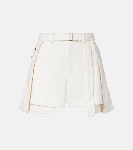 Paneled denim shorts in white - Sacai | Mytheresa