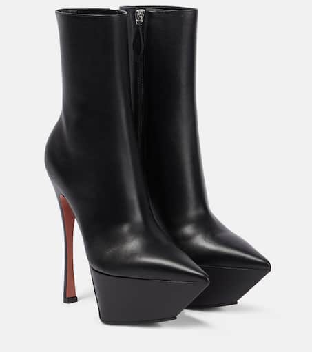 AMINA MUADDI FIONABOOTPATENTPETROL 関税送料込 Amina Muaddi Fiona Black Patent Leather High Heel Boots