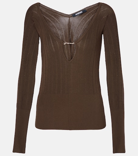 Pralù logo ribbed-knit top in brown - Jacquemus | Mytheresa