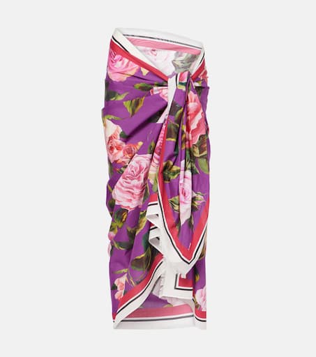 【Dolce&Gabbana】ポルトフィーノプリントシルクビーチ cover-up Portofino printed silk beach cover-up in multicoloured