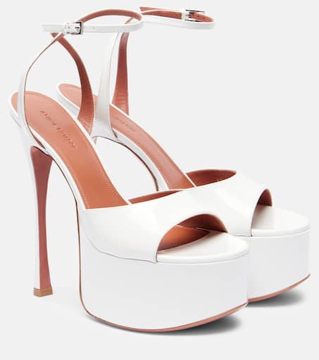 Aya 155 patent leather platform sandals in white - Amina