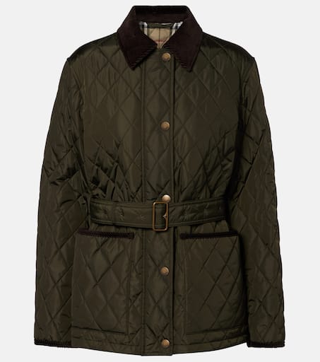 Belted quilted jacket in green - Burberry | Mytheresa