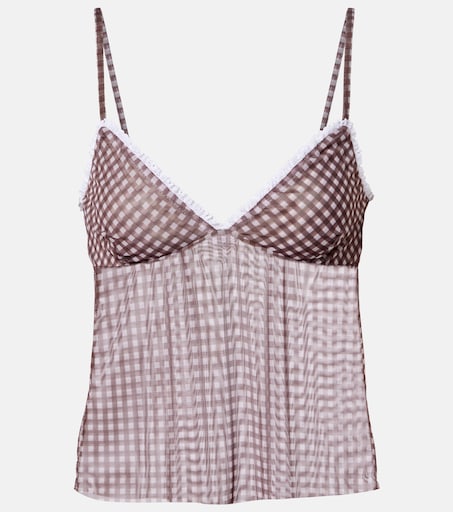 Solay gingham semi-sheer top