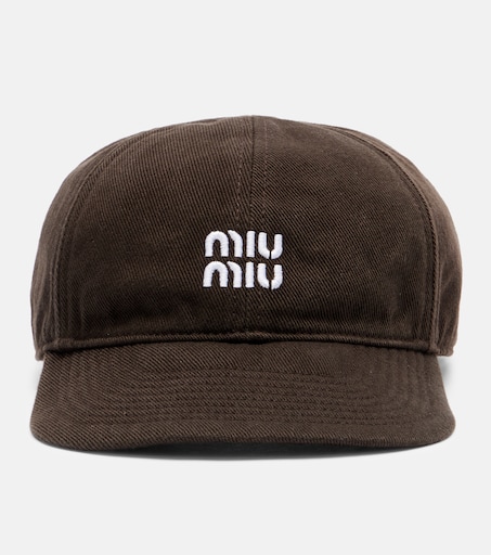 miumiu コーデュロイキャップL Logo cotton baseball cap in brown - Miu Miu | Mytheresa
