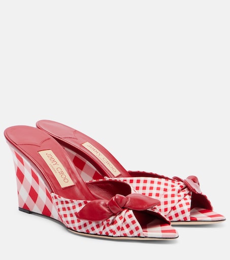 Livi checked wedge mules