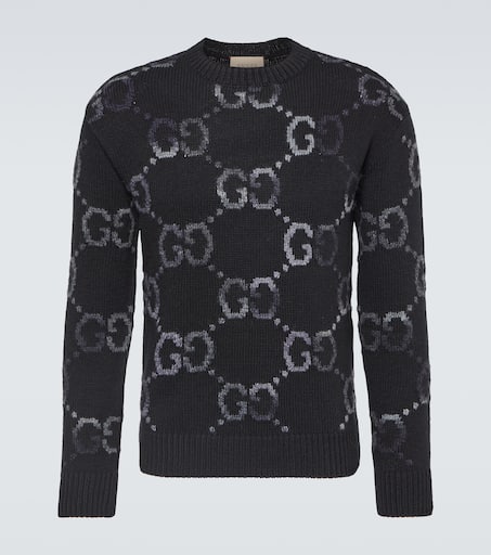 GG intarsia wool-blend sweater in black - Gucci | Mytheresa