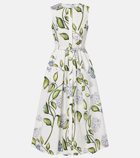 Porcelain Flower cotton-blend midi dress