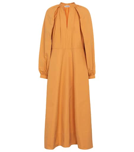 ワンピース Jil Sander Orange cotton blend dress (J02CT0328J15391 832) Cotton poplin midi dress in orange - Jil Sander | Mytheresa