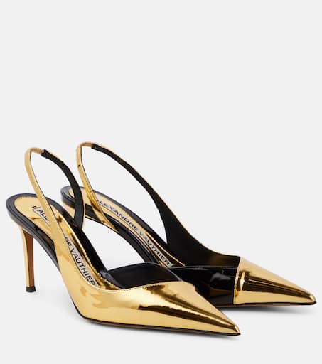 Metallic faux leather slingback pumps in gold - Alexandre Vauthier |  Mytheresa