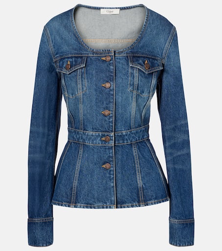 Peplum denim jacket in blue - Chloe | Mytheresa