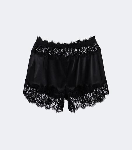Lace-trimmed silk and cotton-blend shorts in black - Dolce Gabbana