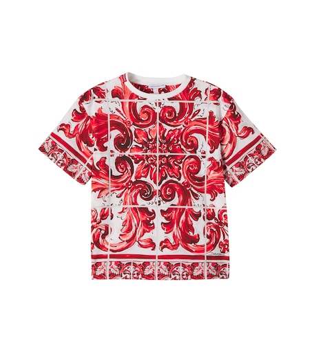 Majolica cotton jersey T-shirt in red - Dolce Gabbana Kids | Mytheresa