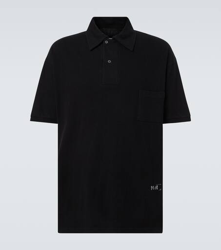 【関税込み】maison margiela Suede patch polo shirt Maison Margiela logo-embroidered Piqué Polo Shirt | Grey