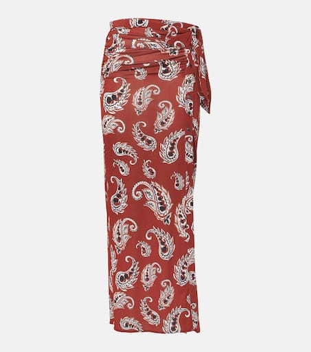 スカート Rabanne Jupe Scarlet Jersey Satin Maxi Skirt Paisley jersey maxi skirt in red - Rabanne | Mytheresa