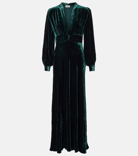Emory velvet gown in green - Rixo | Mytheresa Emory velvet gown in green - Rixo | Mytheresa