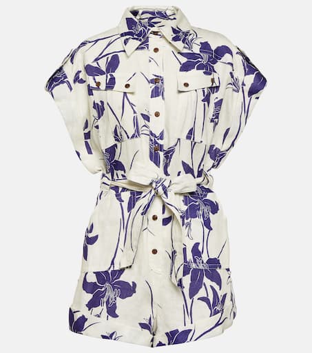 Acadian floral linen playsuit in white - Zimmermann | Mytheresa