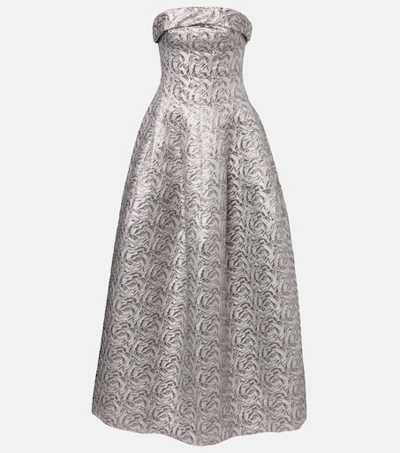 simkhai silver dress Metallic-effect bustier gown in silver - Simkhai